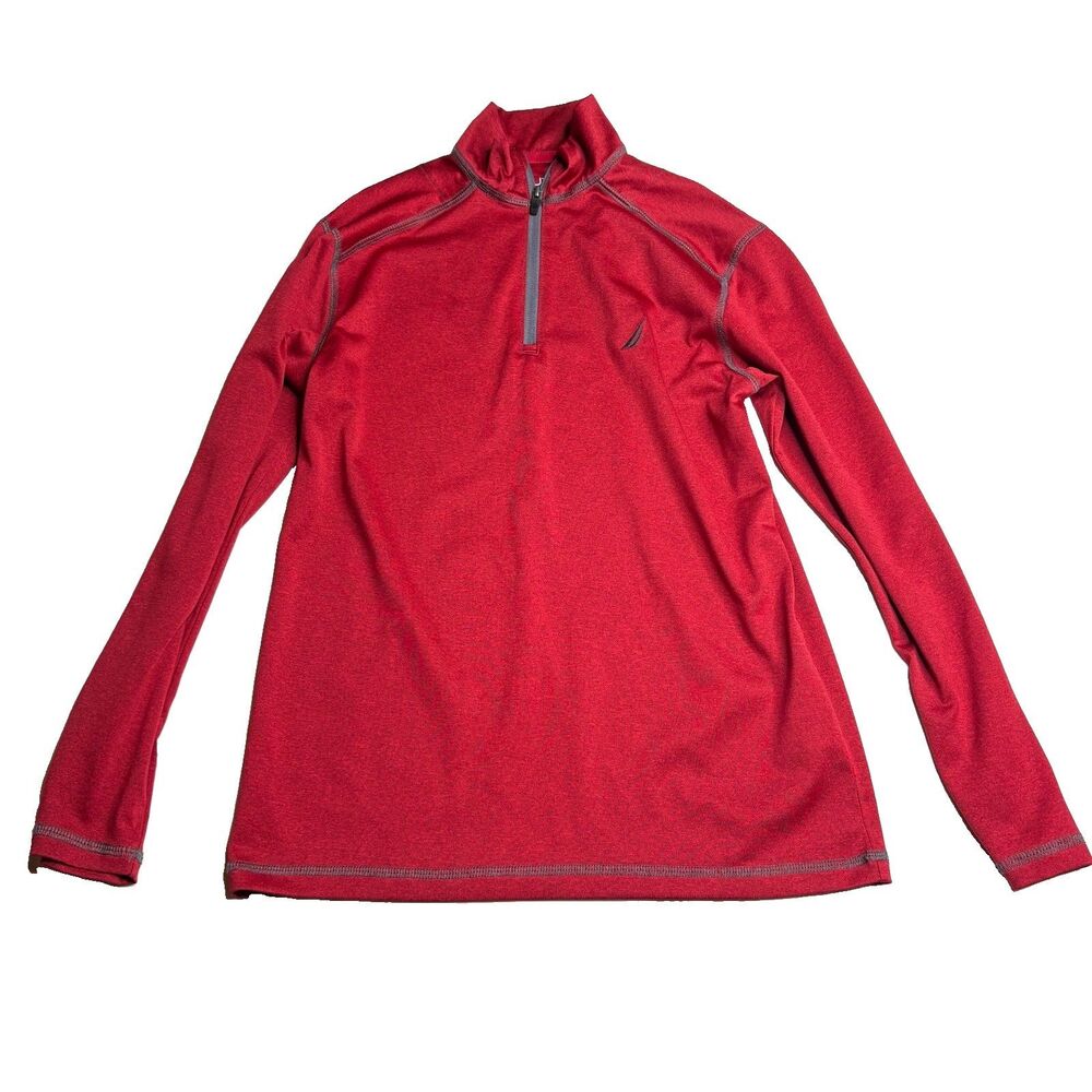 Nautica School Uniform Red Quarter 1/4 zip Pullover Athletic Size Medium 10/12